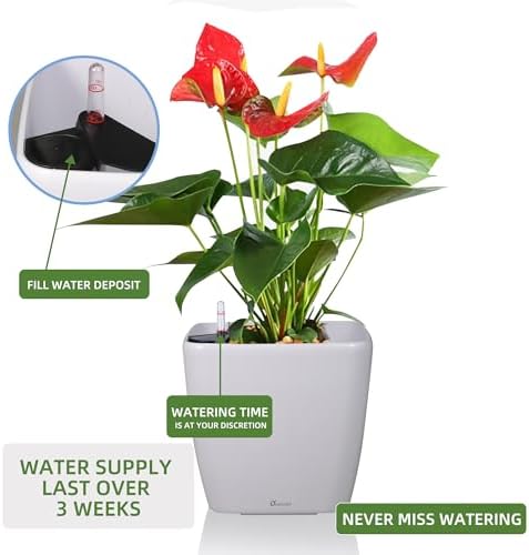 Dexceder 18x17 Self Watering Planter with Wheels (White Matte) - Image 5
