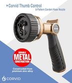 10-Pack Corvid Thumb Control 8-Pattern Garden Hose Nozzle, High-Pressure Adjustable Spray with Ergonomic Soft-Grip Handle and Durable Metal Construction, Ideal for Lawn & Garden, Car Washing - Image 3