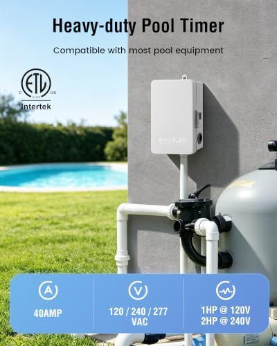 SURAIELEC Daily Cycle Digital Pool Timer, 40Amp 2HP, 120/240/277VAC - Image 2
