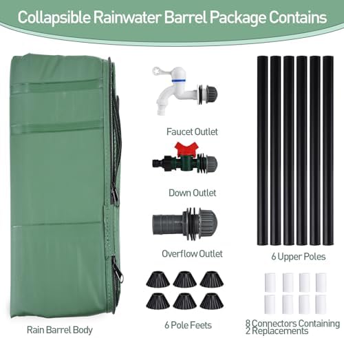 53 Gallon Collapsible Rain Barrel with Zipper and Faucet - Image 6