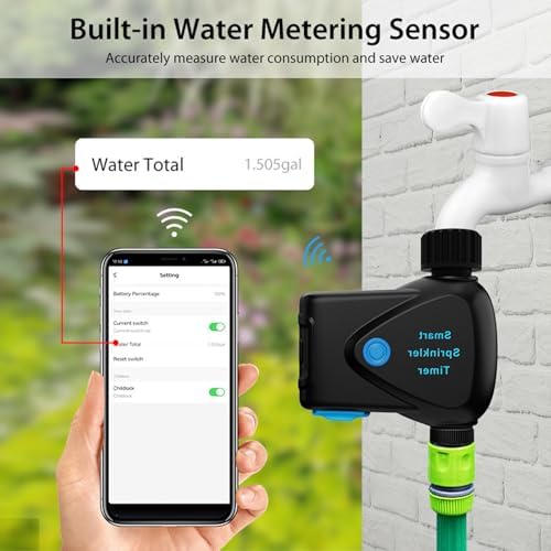 Eujgoov Smart Sprinkler Timer WiFi Garden Hose Outdoor Water Controller Automated Lawn Watering System Rain Delay Meter (#1) - Image 5