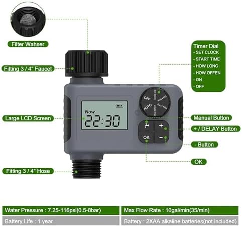 Programmable Sprinkler Timer and Automatic Watering Controller - IP55 Water Proof Rating and 3/4 Inch Universal Thread - Digital Drip Irrigation System with Impact ABS - Image 3