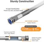 Girafe Tools Garden Hose 50ft x 3/4", 304 Stainless Steel, Flexible Design with 9 Pattern Spray Nozzle and Garden Hose 50ft x 5/8", Custom Length Hose with Male to Female Fittings - Image 5
