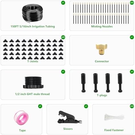 150FT Drip Irrigation System for Garden – Automatic Watering Kit with Solid Brass Metal Connectors, 360° Bendable Tubing &50 Adjustable Nozzles for Greenhouse, Lawn, Yard & Plants - Image 2