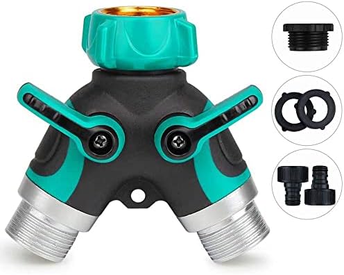 Garden Hose Y Valve Hose Splitter, Water Faucet Splitter with Comfortable Rubberized Grip, 2 Way Hose Splitter - Image 6