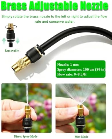 360 Rotation Drip Irrigation Kit for Roof, Garden Mist Sprinkler Cooling System, Automatic Plant Irrigation Equipment Detachable Nozzles - Image 4