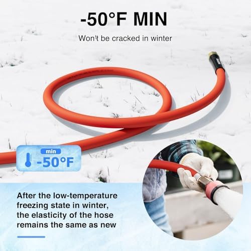 SPECILITE 5/8" x 25FT Hot/Cold Rubber Garden Water Hose, -50℉-190℉, Red - Image 3