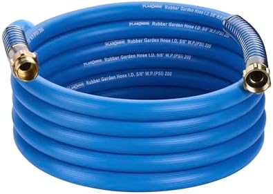 5/8 IN. × 25FT. Heavy Duty Rubber Garden Hose, High Flow 5/8" I.D. Brass Fitting No Memory Durable Heavy Duty Water Hose for Watering, Irrigation, Water Transfer Pump by Flaronro