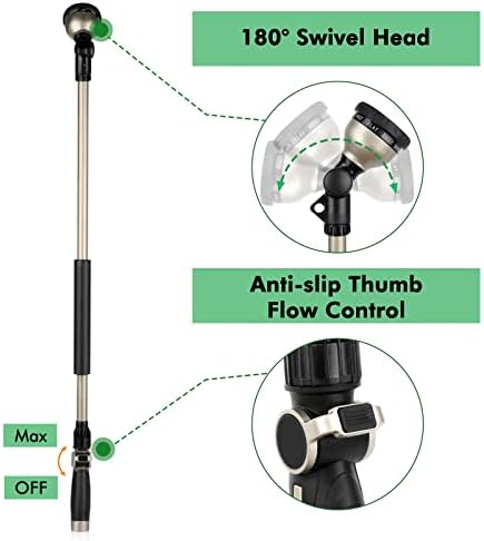 RESTMO 36” Watering Wand for Garden Hose, Heavy Duty Hose Nozzle Sprayer - Image 4