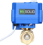 U.S. Solid Motorized Ball Valve- 3/4" Brass Ball Valve with Manual Function, Standard Port, 9-24V AC/DC and 2 Wire Auto Return Setup by USSolid