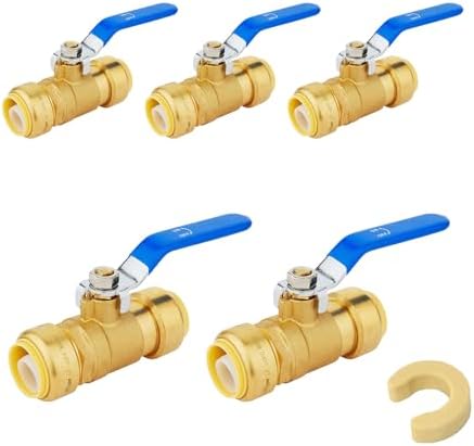 5 PCS Foskan 3/4" Push Fit Ball Valves,1/4" Turn Shut-off Valves by Unknown