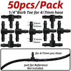 50pcs Garden Tee Connector 4/7mm 1/4'' Hose Pipe Water Tubing Barb Fitting Drip Irrigation Adapter Coupling Repair(A-50PCS) - Image 2