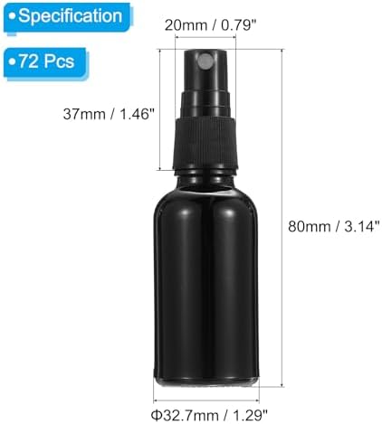 PATIKIL 1oz Glass Spray Bottles, 72pcs Nozzle Leak Proof Empty Water Mist Stream Sprayer for Cleaning Solutions Plants Hair, Black - Image 2
