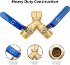 SheeChung RV Hose Splitter 2 Way Heavy Duty, Garden Hose Splitter With Stainless Steel Long Handle and Short Garden Hose 8ft x 5/8",Water Hose for Hose Reel Faucet,Lightweight,Leak Free,Flexible - Image 3