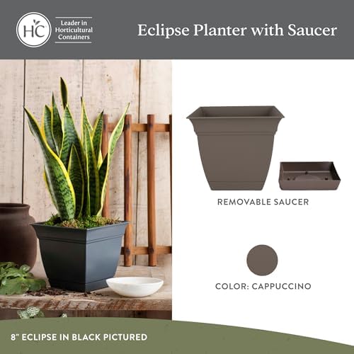 The HC Companies Eclipse Square Planter Pot, 10 Inch, Cappuccino, 2-Pack - Image 2
