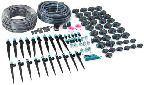 Drip Irrigation Kit, Large Irrigation Area Easy Installation Garden Watering System Automatic Watering System with 15m Thick 50m Thin Hose for Courtyard Balcony Greenhouse - Image 2
