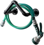 MyGift Black Metal Pipe Garden Hose Holder, Wall Mounted Hose Rack by MyGiftHome