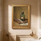 Gold Vintage Framed Ink Bottle and Quill Wall Art Still Life Print - Image 5