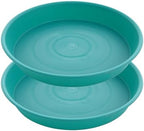 2 Pack of 20 21 inch Plant Saucer Round, Deep Plant Saucers for Pots, Heavy Duty Plastic Plant Drip Tray for Indoors Outdoor, Bird Bath Bowls, Plant Trays for Planter 19-22" (21 inch, Teal) by Bleuhome