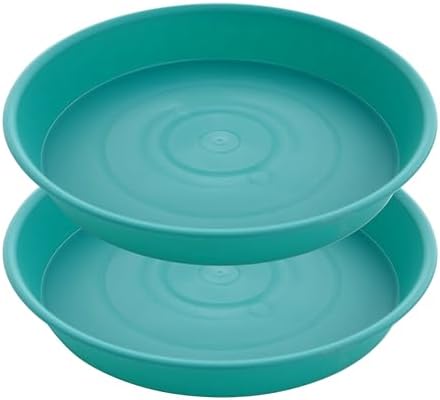 2 Pack of 20 21 inch Plant Saucer Round, Deep Plant Saucers for Pots, Heavy Duty Plastic Plant Drip Tray for Indoors Outdoor, Bird Bath Bowls, Plant Trays for Planter 19-22" (21 inch, Teal) by Bleuhome