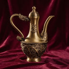 Menolana Brass Vessel Vintage Pot Copper Antique Decorative Relief Dragon Immortal Bird Handled Spout Suitable for Shelf Table Cabinet Display 12.5cmx15.5cm - Image 5