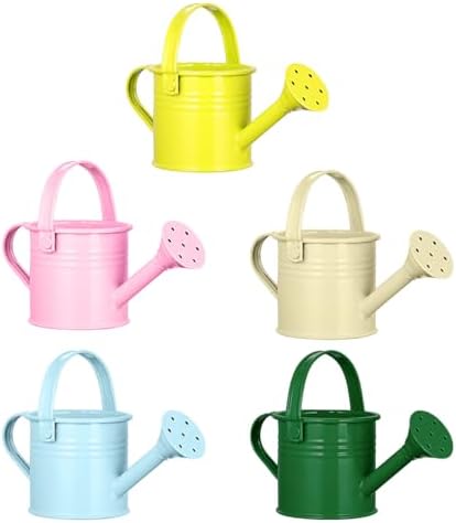 Homoyoyo 5pcs Kids Metal Watering Can Indoor Plants Children Small Watering Cans Iron Sprinkling Kettles for Gardening Home Plants Kids Pot Metal Creative Assorted Colors 6. 29x2. 95x2. 95 Inches by Homoyoyo