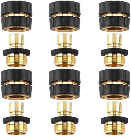Quick Connect Hose Fittings Male and Female Set, 3/4 Inch Aluminum Garden Hose Fitting Quick Connector with Rubberized Grips, Water Hose Connector for Garden (6 Set) by Unknown