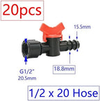 Ship accessories 20pcs Drip Irrigation Mini Valve 4/7 3/8/10/12/16/20 /25mm Pipe Garden Tap 1/2" 3/4" Male Thread Water Hose Barb Connector Irrigation accessories(Q) - Image 7