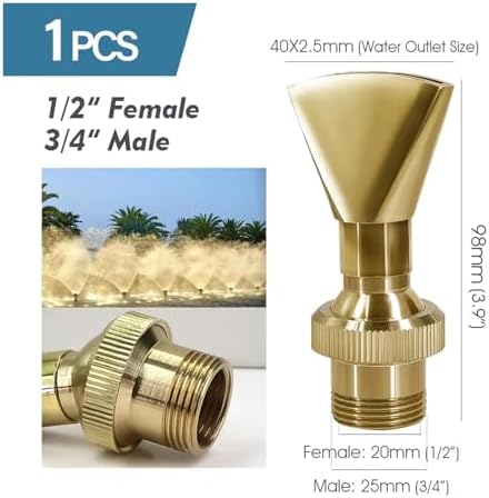 1/2 3/4 1 1.5 2 Adjustable Fan Shaped Brass Fountain Nozzle Spray Decorate Pond Jet Sprinkler Head(1I2 Inch to 3I4 Inch) - Image 2