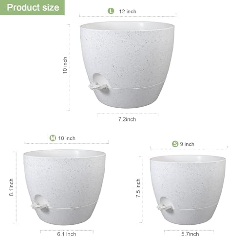 WSMKSZ 12/10/9 inch Self Watering Pots for Indoor Outdoor Plants, Set of 3 - Image 2