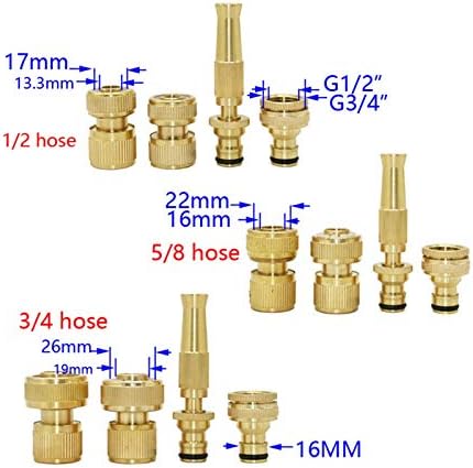 Garden Sprinkler Brass 1/2 Inch 5/8 3/4 Irrigation Water Gun Kit Adjustable Hose Car Washing Lawn Watering 1 Set(3I4 Hose) - Image 4