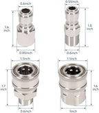3/8'' Quick Connect Coupler Fittings Stainless Steel Adapter Set for Pressure Washer NPT Male and Female Thread Kit, 2 Pack - Image 2