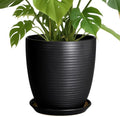 Ceramic Plant Pot 10 Inch - Large Planter Pots for Plants Indoor Outdoor Glazed Round Flower Pot with Drainage Hole and Saucer Black by EPFamily