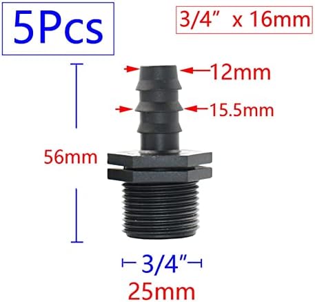 Generic 5pcs 1/2" 3/4" Male Connector To Barb 16mm 20mm 25mm PE Hose Elbow Adapter Garden Irrigation Drip Irrigation System(Grey) - Image 6