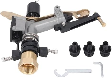 Impact Sprinkler, Aluminum Alloy Copper Impact Sprinkler on Spike Base 360 Degree Rotation Sprinkler Irrigation Sprinkler for Large Area Patio Garden Irrigation - Image 6