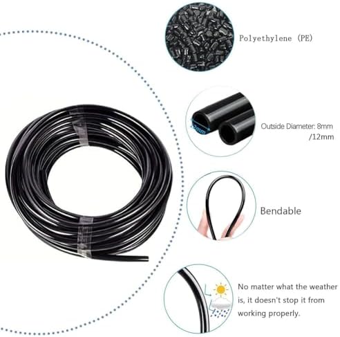 Brass Mist Nozzle Tee with Built-in Hose, 360 Degree Rotation Adjustable, Garden Watering System Mist Parts and Accessories Atomizing nozzle + 12mm tee belt 10 meters PE pipe - Image 4