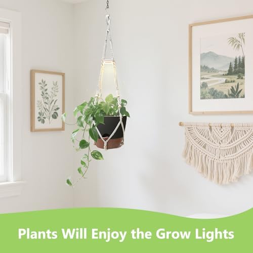 2 Pack Self Watering Hanging Planters with Grow Light for Indoor Plants - Image 3