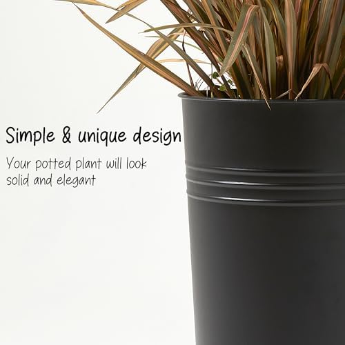 KOL 22''H 2-Pack Planter with Water Level Indicator - Galvanized Steel Pot - Self Watering Planters Flower Pot for Plant - Inner Pot Design - Round Metal Planter Box - Indoor Outdoor Planting - Black - Image 4