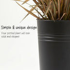 KOL 22''H 2-Pack Planter with Water Level Indicator - Galvanized Steel Pot - Self Watering Planters Flower Pot for Plant - Inner Pot Design - Round Metal Planter Box - Indoor Outdoor Planting - Black - Image 4
