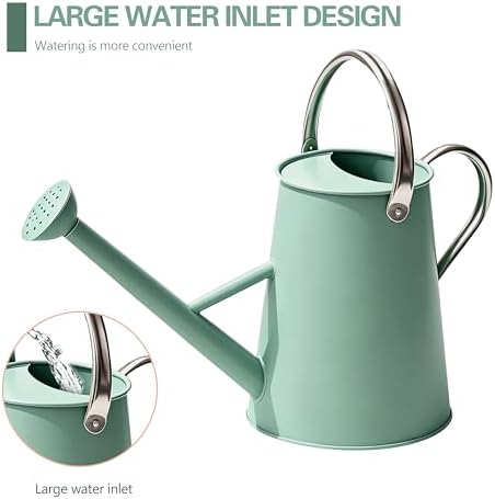 1.5 Gallon Metal Watering Can for Outdoor Plants, Watering Can, Cream Green - Image 5