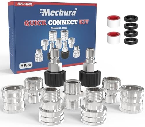 3/8" Pressure Washer Quick Connect Kit, M22-14mm Swivel Fitting by Mechura