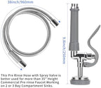 Gray Spray Valve with 38" Pre Rinse Hose, 38" Flexible Stainless Hose with High Pressure Pre Rinse Sprayer Nozzle Head Assembly Kit for Commercial Restaurant Industrial Kitchen Faucet - Image 4