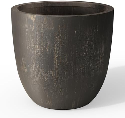 Kante Large Round Bowl Vintage BRN Concrete Planter 18" Dia, Outdoor by Unknown