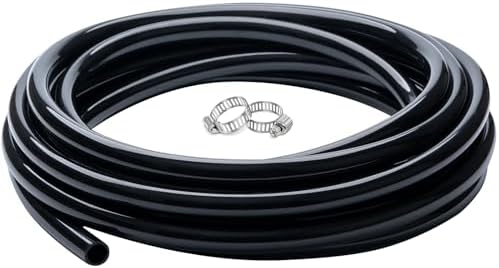 5/8" id - 25 ft Black Vinyl Tubing Flexible PVC Irrigation Hose & 2 Clamps by ZY-hosetube