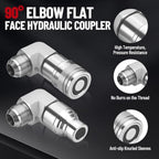 90° Elbow Flat Face Hydraulic Coupler, 1/2" Body Size x 3/4" JIC - Image 2