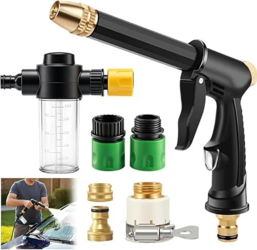 2026 Upgraded High Pressure Water Gun Nozzle with Three Adjustable Spray Patterns,Multi Purpose Household Jet Spray Nozzle for Garden Irrigation,Yard Cleaning,Car Washing,High Pressure Sprayer. (1) by Deedsen