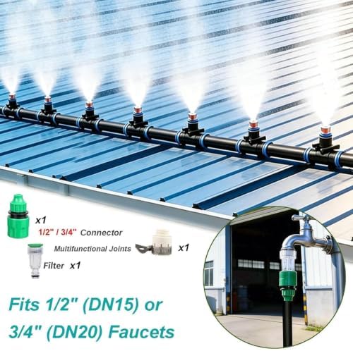 Tubing Drippers Adjustable Misting Cooling System with Pressure Resistant Nozzle, Quick-Connect Design, Ideal for Raised Beds, Lawns, Greenhouses & Outdoor(15m/49ft) - Image 4