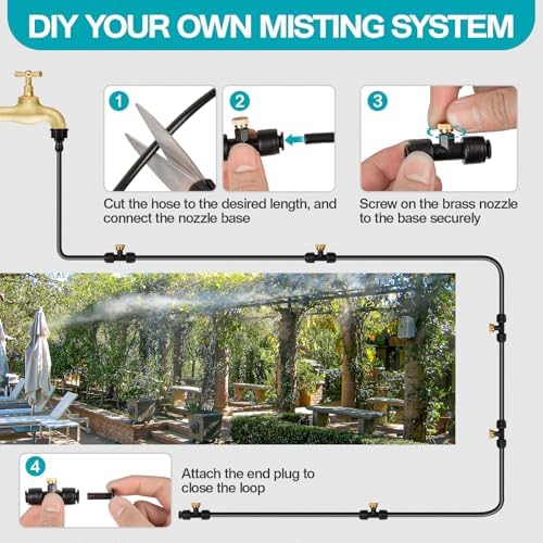 OnBrand 150FT Mister for Outside Patio with 55 Brass Nozzles and 5 T-Joints - Image 6