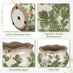 Geetery Ceramic Planter Pot 7.1 Inch Round Plant Pot, Vintage,Green,Small - Image 3