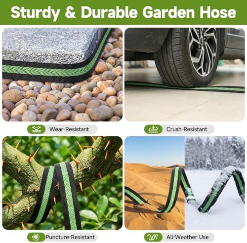 Garden Hose 100 ft Flexible Non-Expandable Water Hose Kink-Free Lightweight Leak-Proof High Pressure Durable Outdoor Portable Fabric Hoses Pipe with 3/4” Sturdy Fittings for Yard Lawn Car Wash - Image 6
